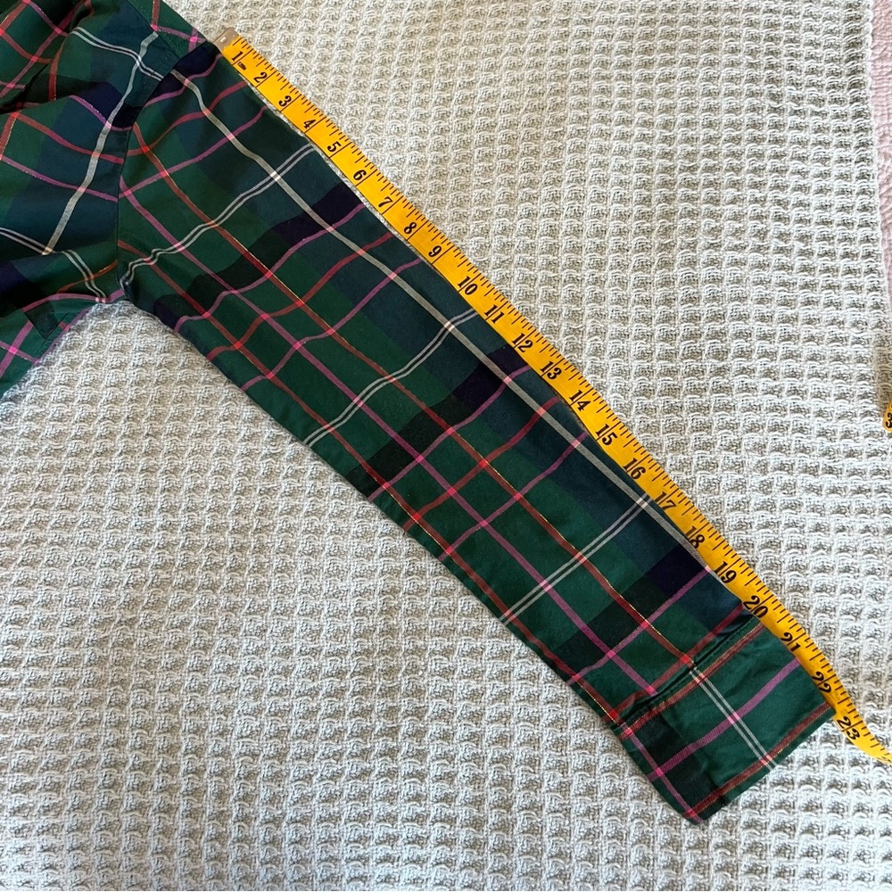 Talbots Plaid Button Down Shirt Womens XS Extra Small Green Blouse Top Festive - Picture 7 of 8